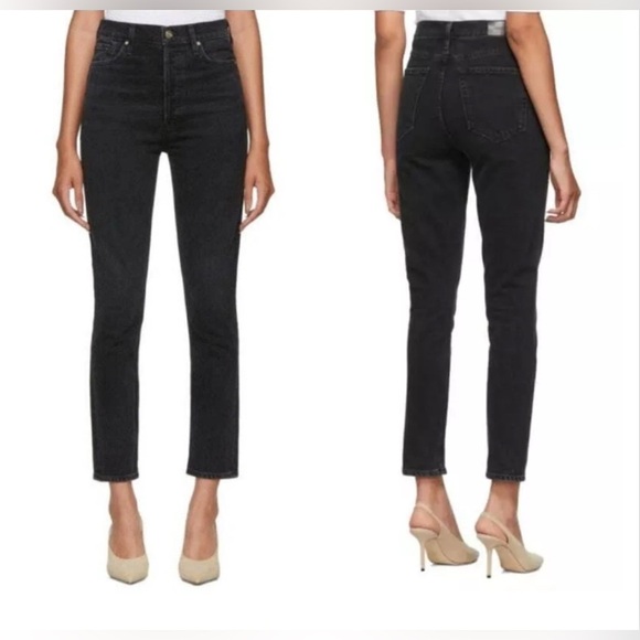 Goldsign Black The High Rise Slim Jeans in Color: Used Black Size 25 - Picture 1 of 10